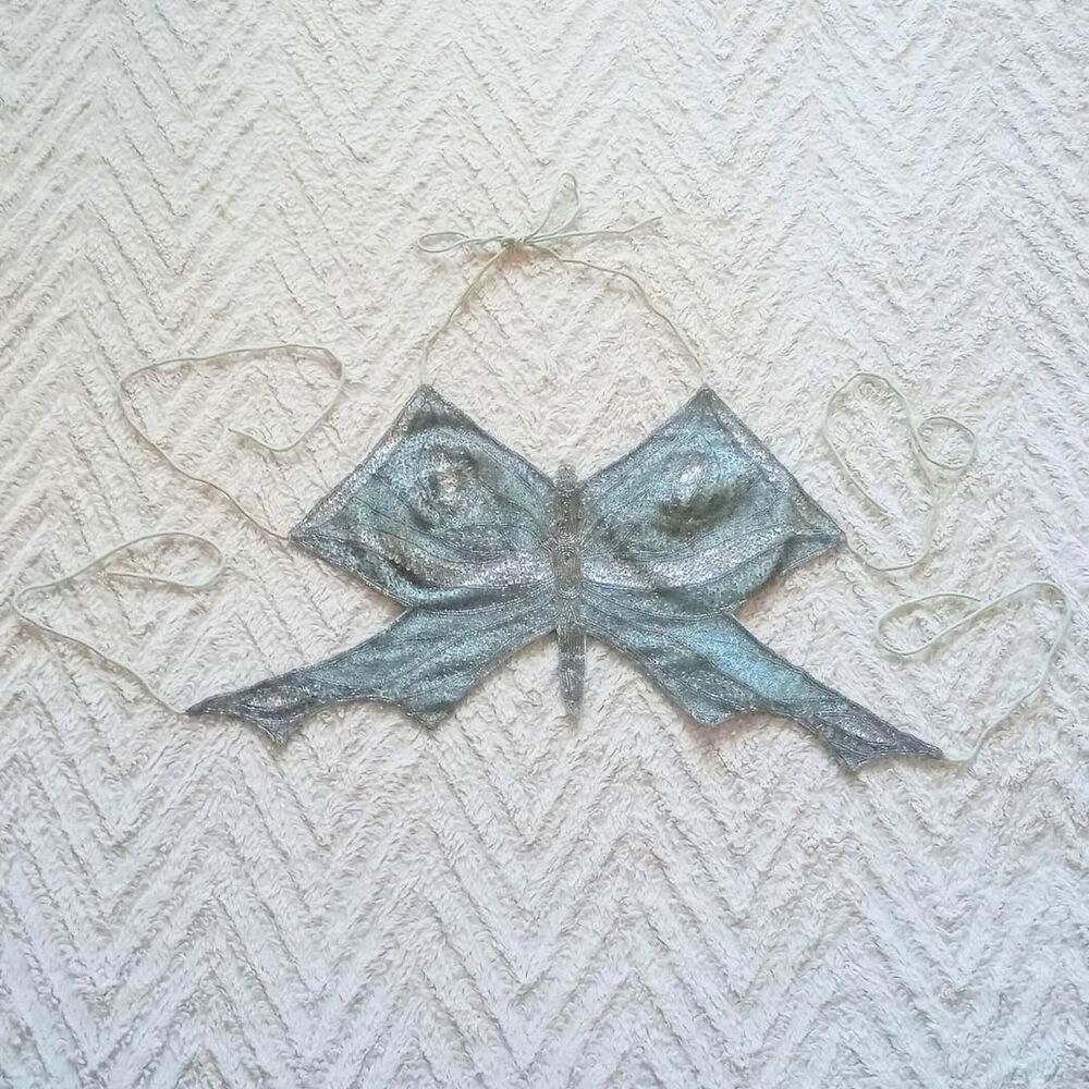Y2K 100% Silk Beaded Sequin Butterfly Fairy Top